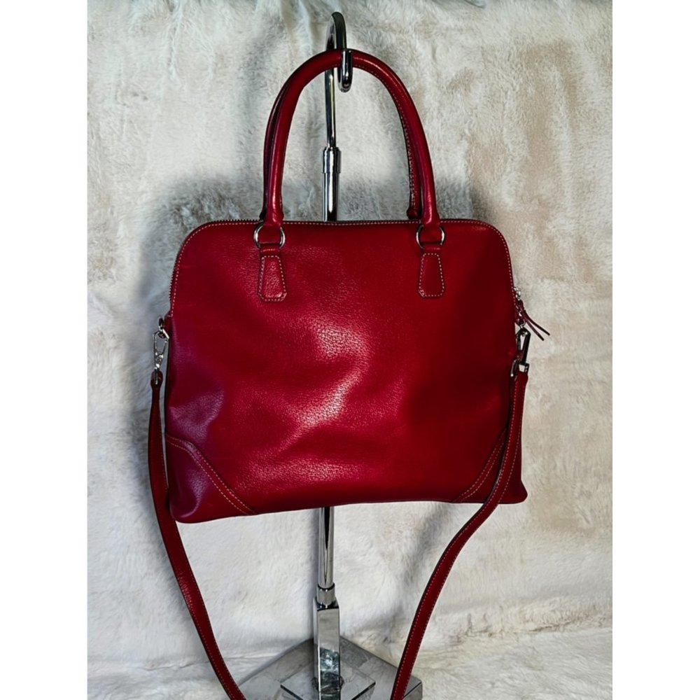 Ann Taylor Red Leather Domed Hand Bag